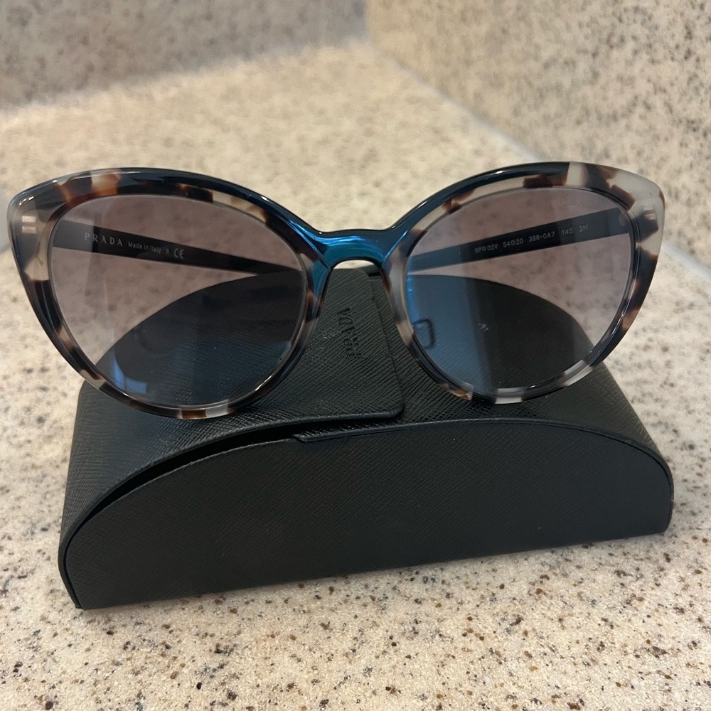 Prada Tortoise Cat-Eye Sunglasses with gray gradient lens